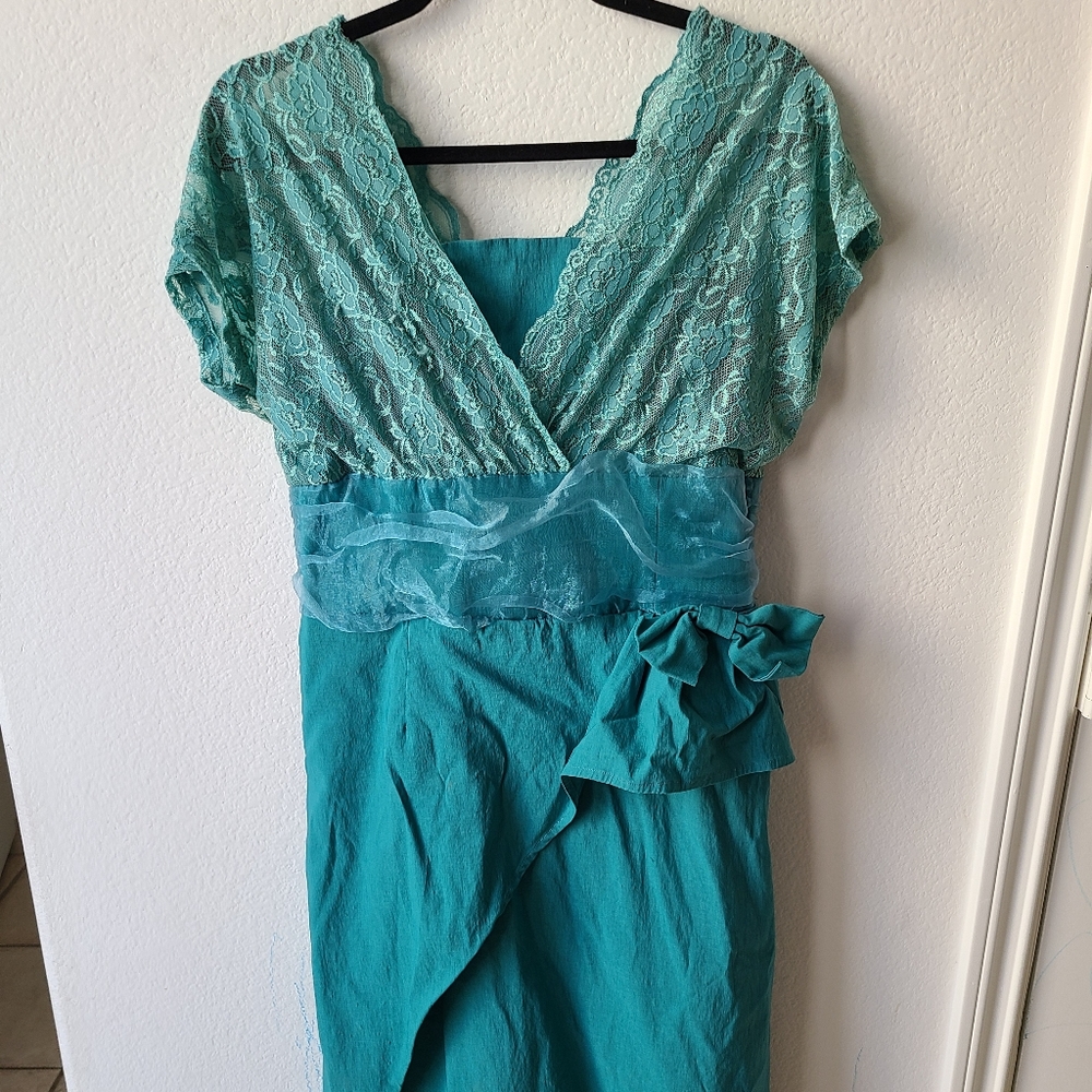 Bettie Page teal Wiggle Dress